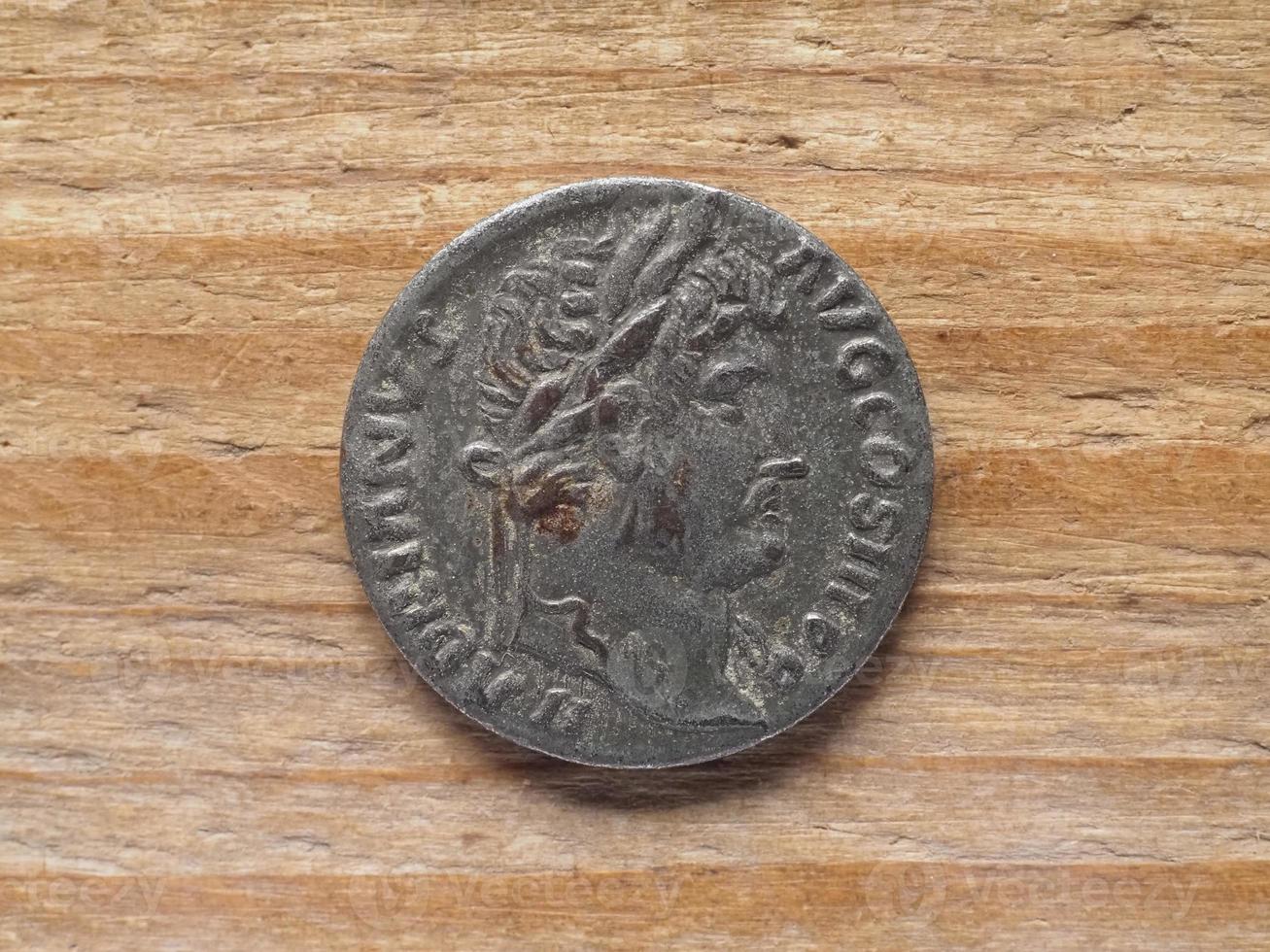 Ancient Roman denarius coin obverse showing emperor Hadrian circ photo