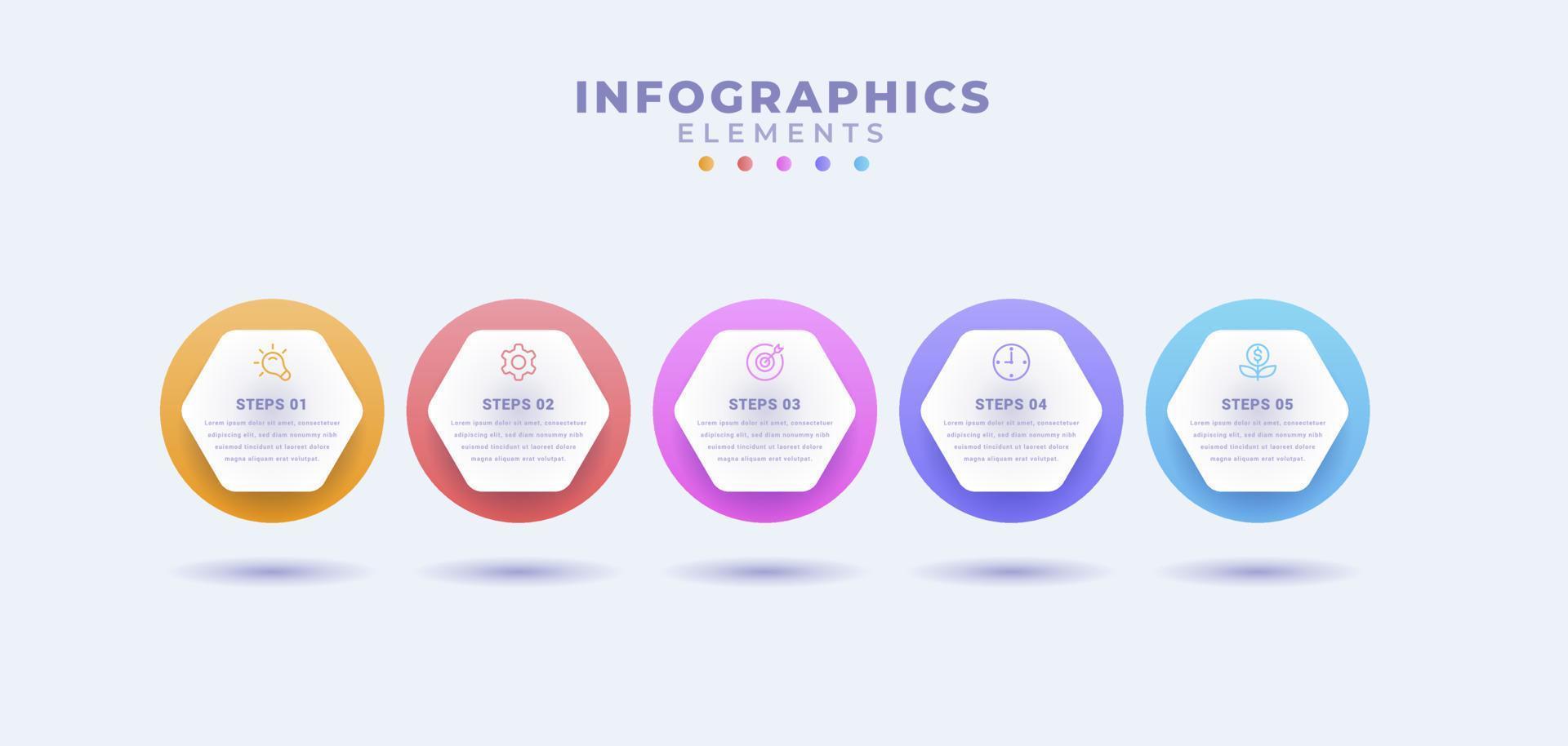 Business infographic template with five options or process vector