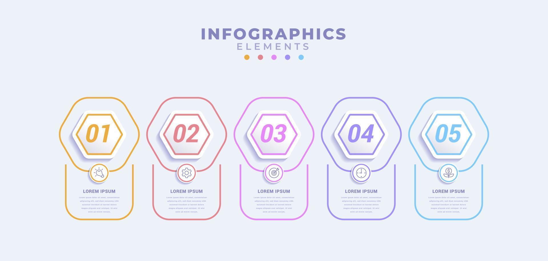 Business infographic template with five options or process vector