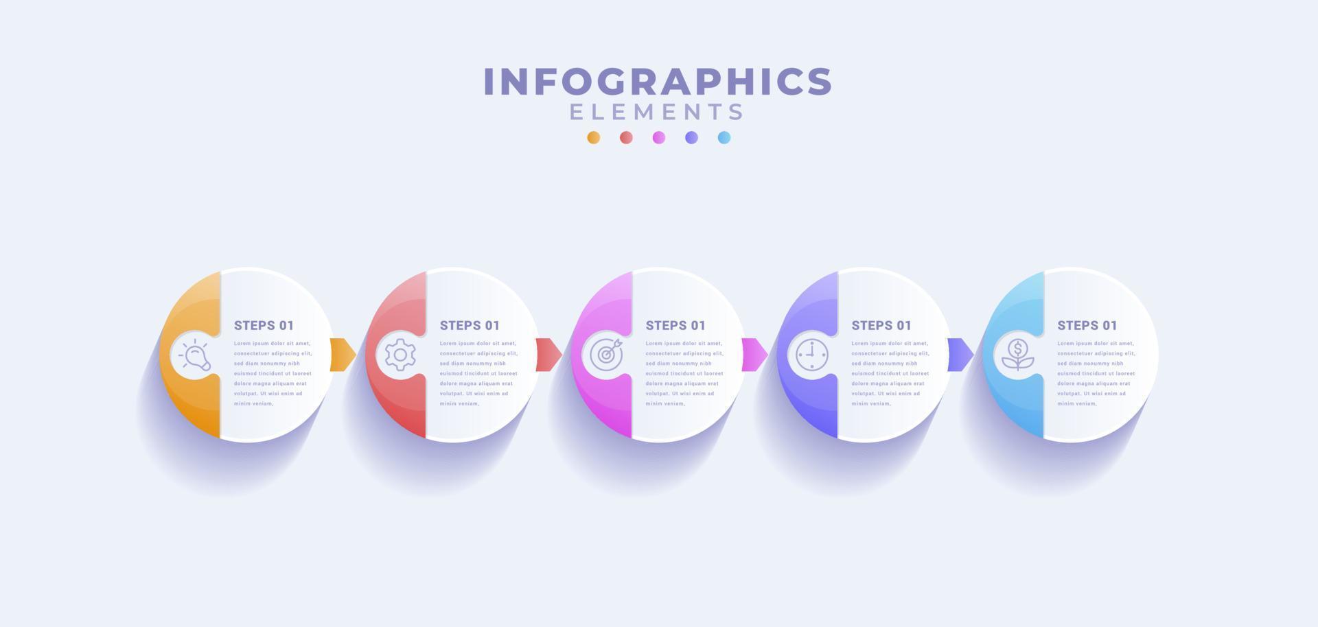 plantilla de infografía empresarial con cinco opciones o proceso vector