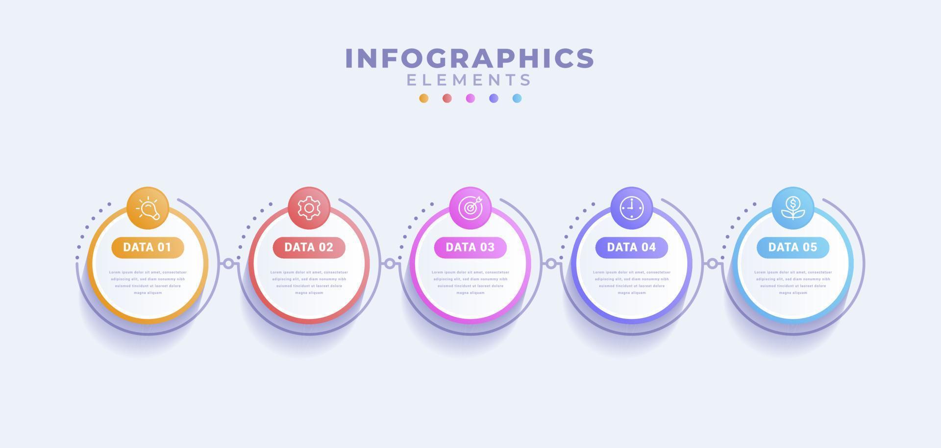 plantilla de infografía empresarial con cinco opciones o proceso vector