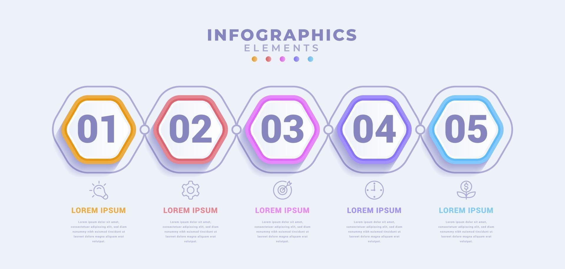 Business infographic template with five options or process vector