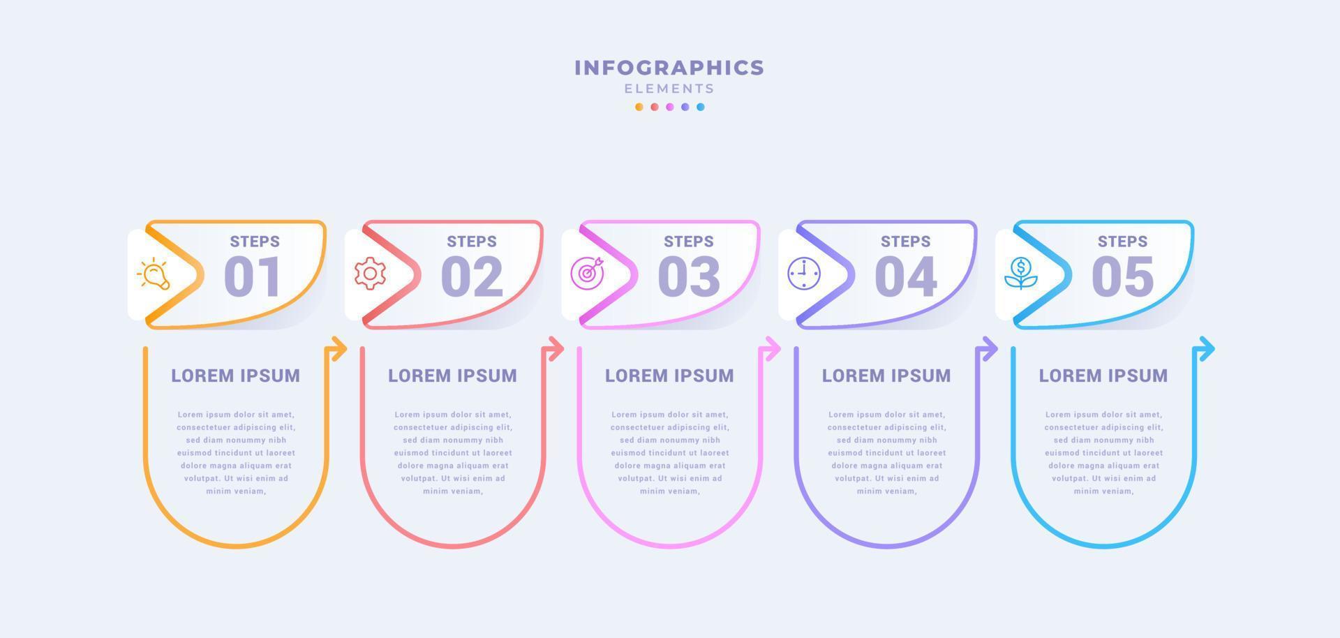 Business infographic template with five steps vector