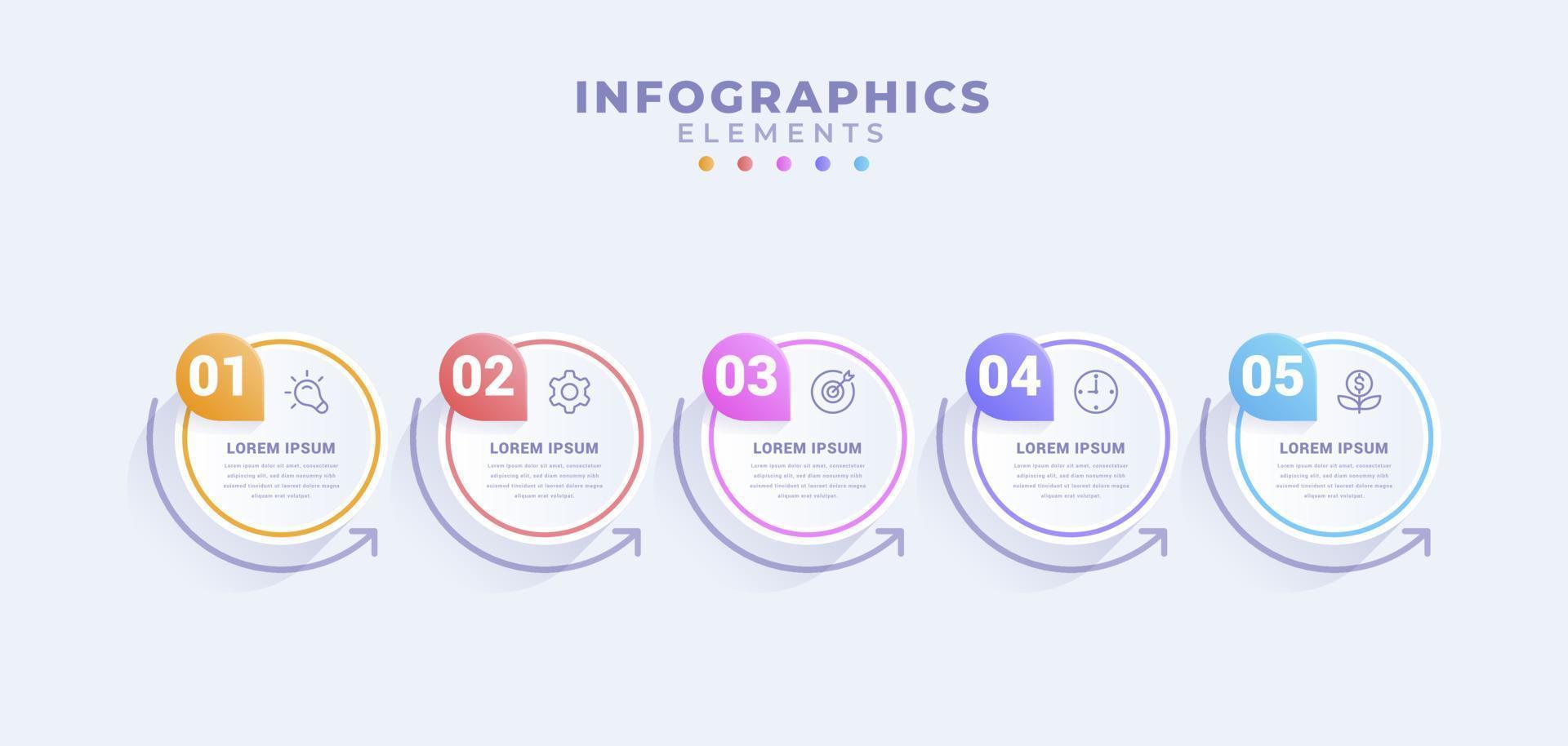 Business infographic template with five options or process vector