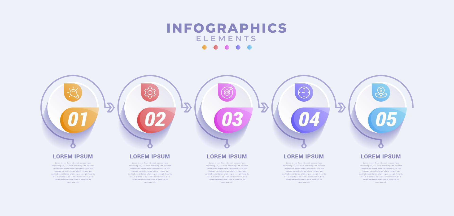 Business infographic template with five options or process vector