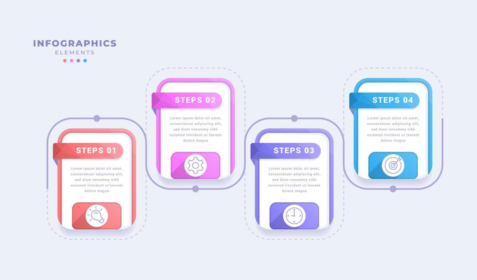 plantilla de infografía colorida con diseño creativo de concepto de cuatro pasos vector