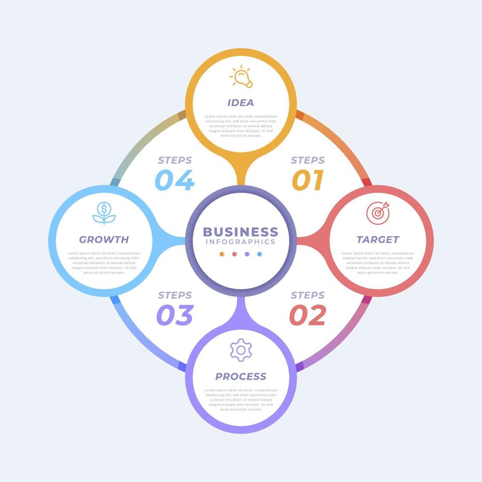 Gradient circular diagram infographic template vector