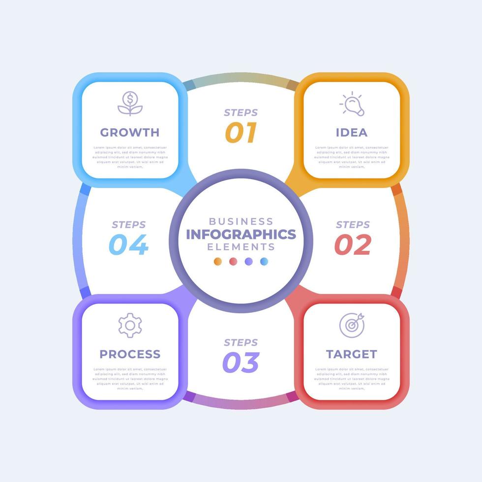 Gradient circular diagram infographic template vector