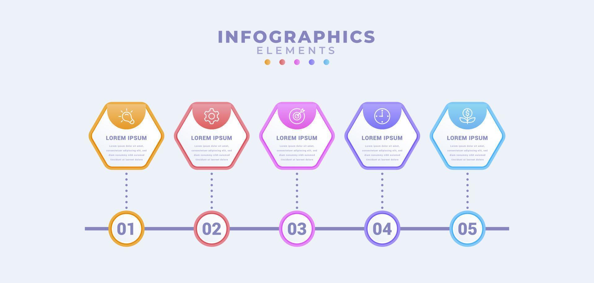 Business infographic template with five options or process vector
