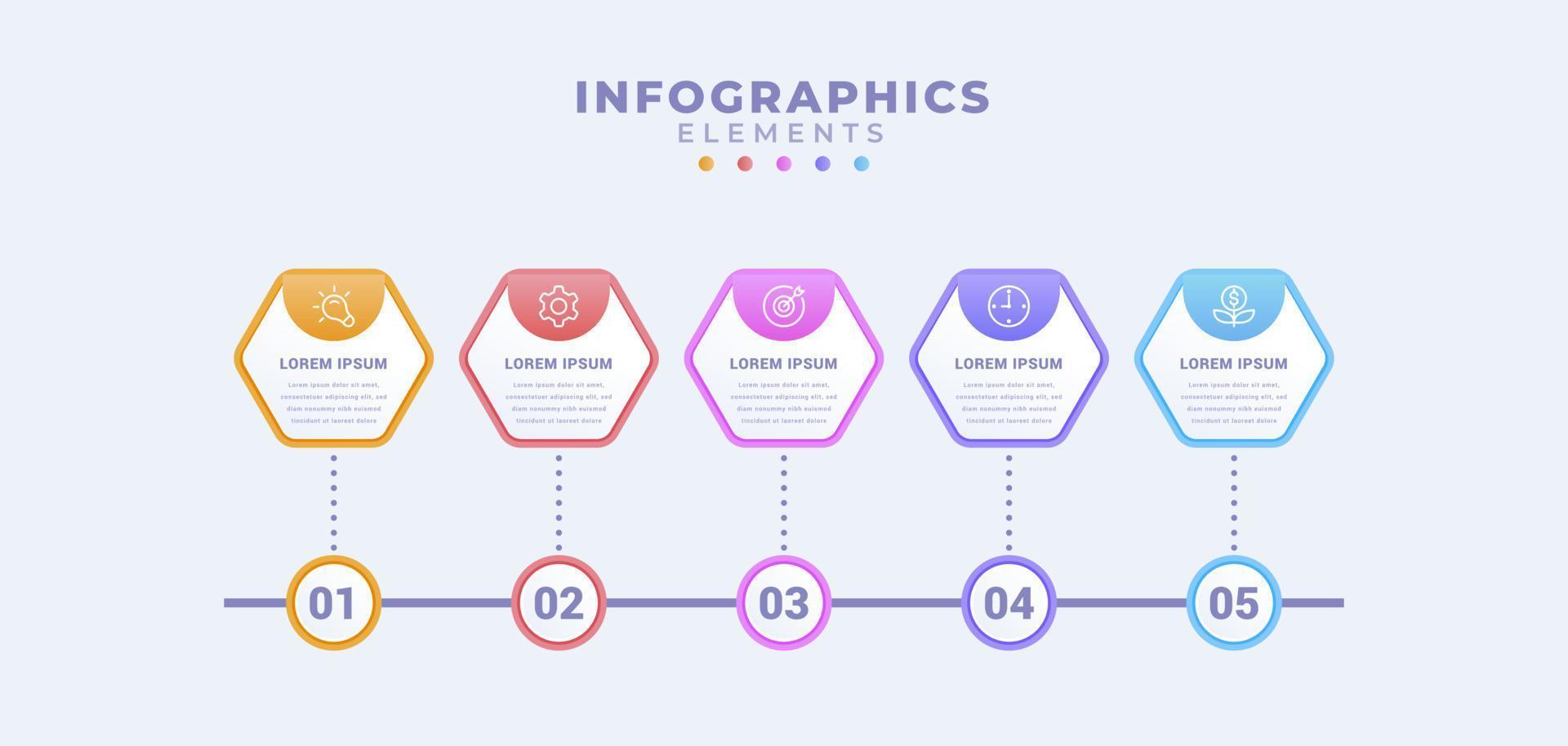 plantilla de infografía empresarial con cinco opciones o proceso vector