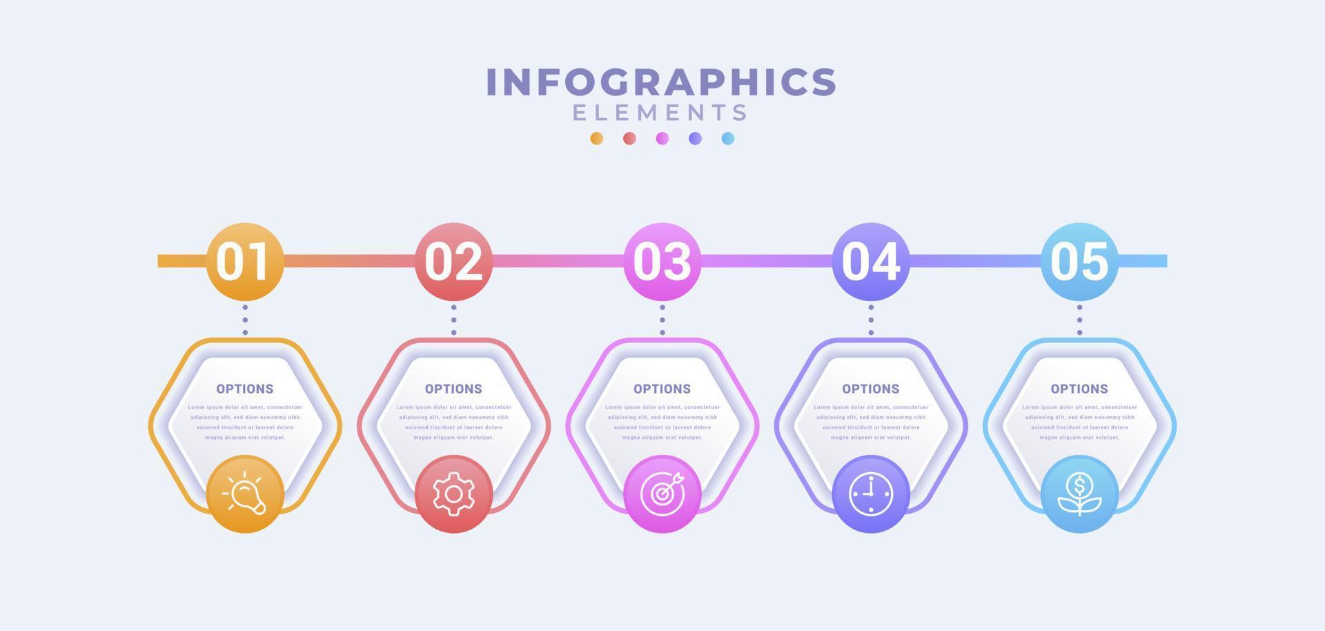 Business infographic template with five options or process vector