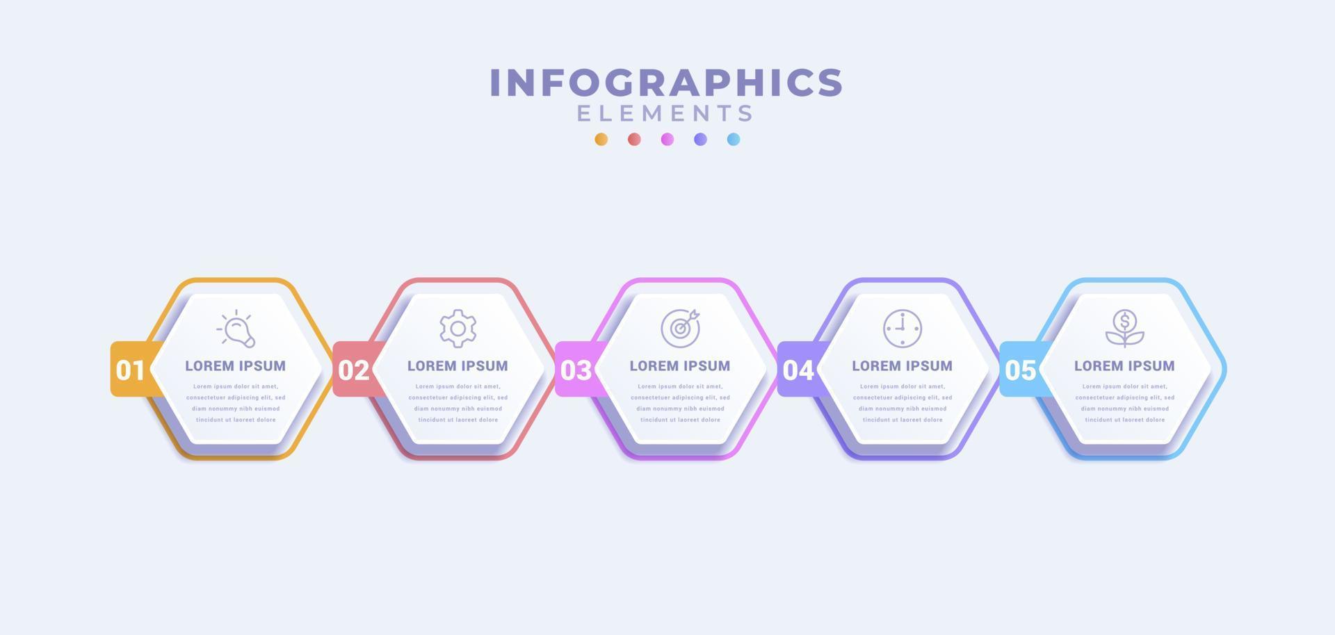 Business infographic template with five options or process vector