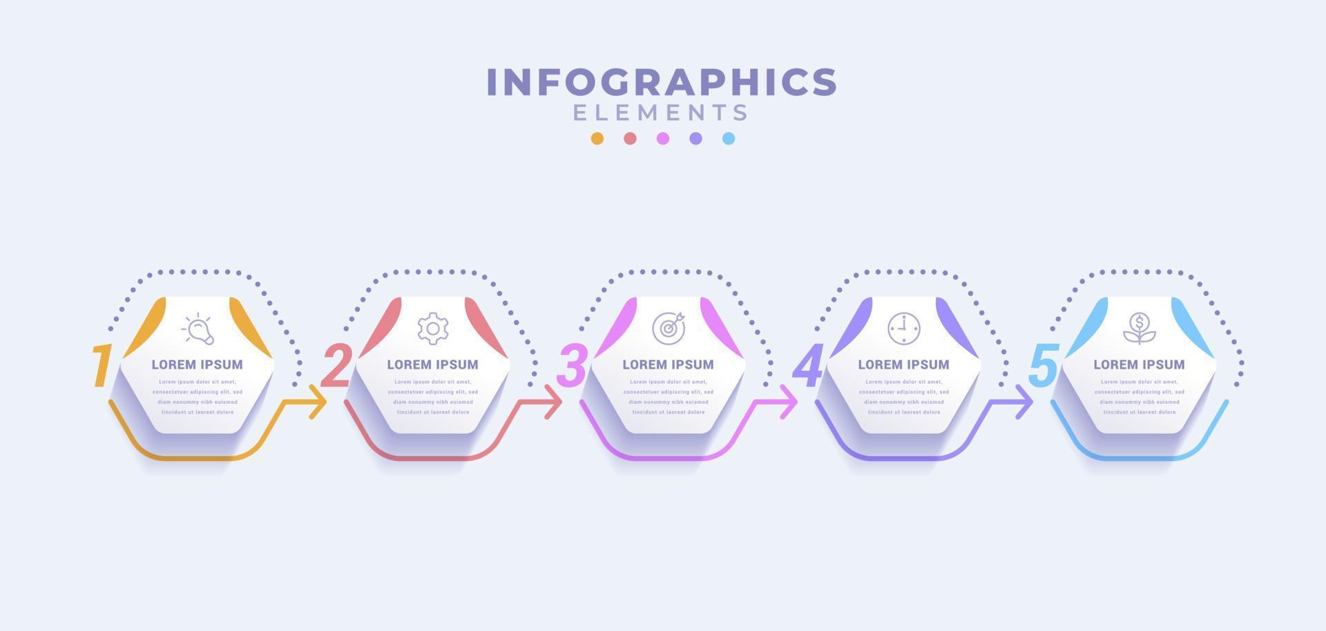 plantilla de infografía empresarial con cinco opciones o proceso vector