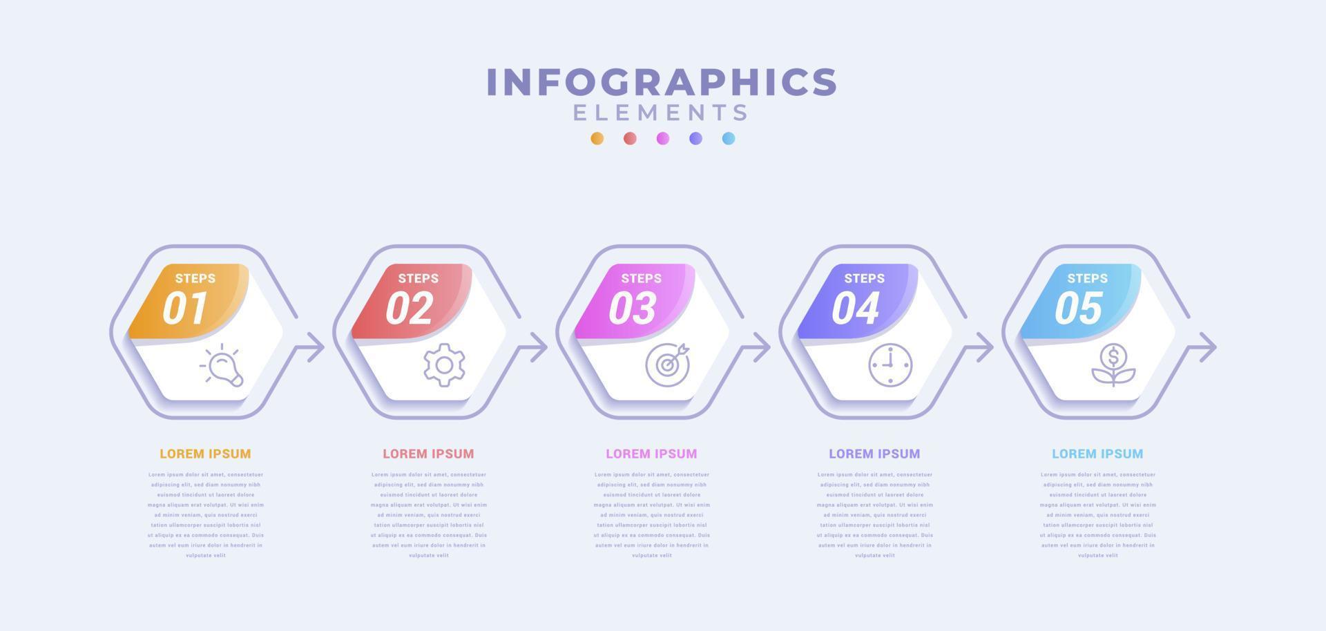 Business infographic template with five options or process vector