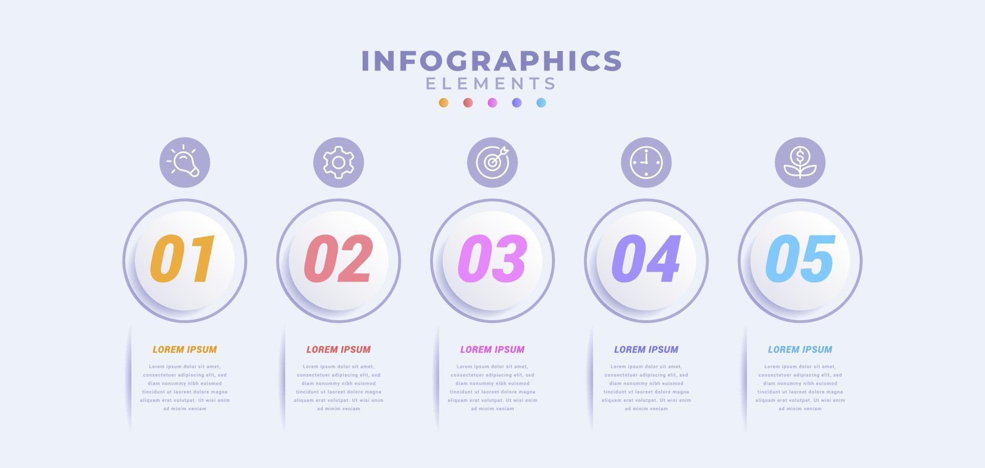 plantilla de infografía empresarial con cinco opciones o proceso vector