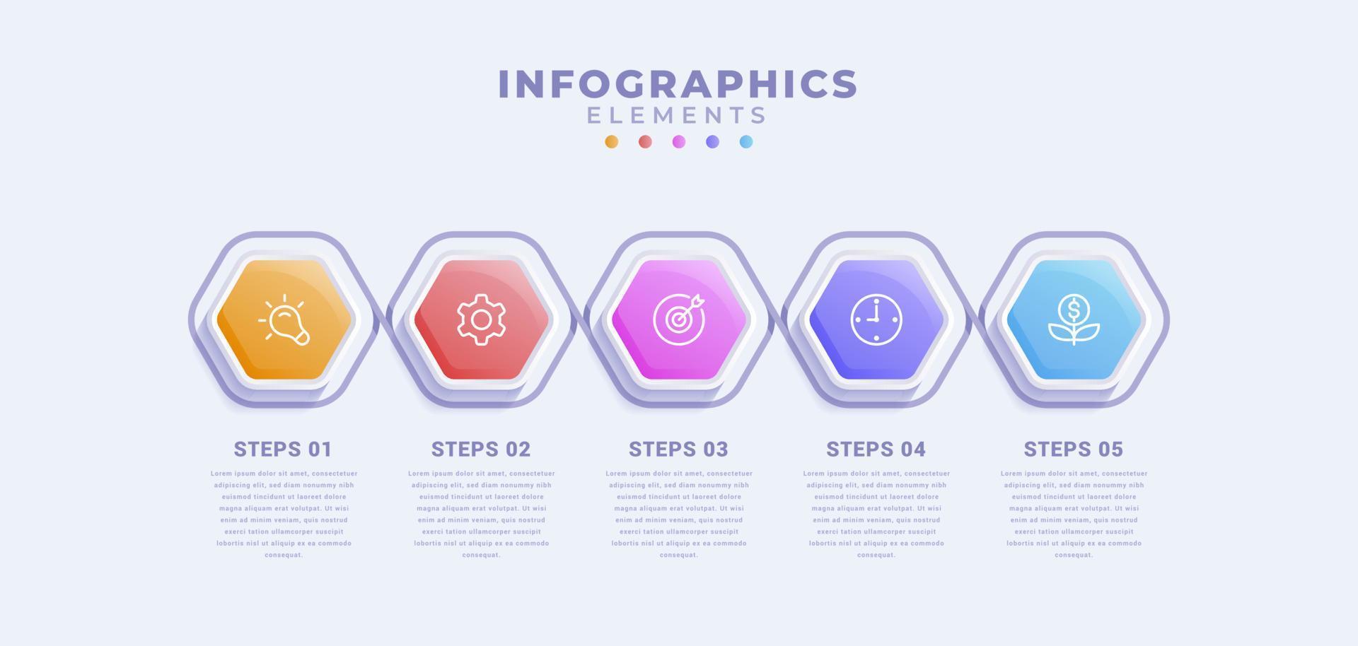 Business infographic template with five options or process vector