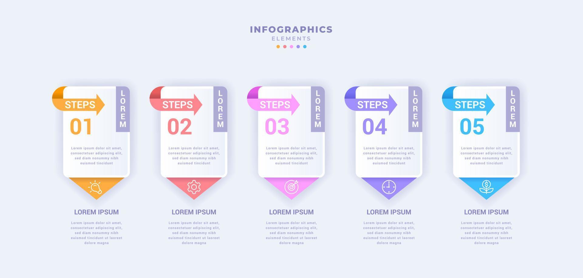 Business infographic template with five steps vector