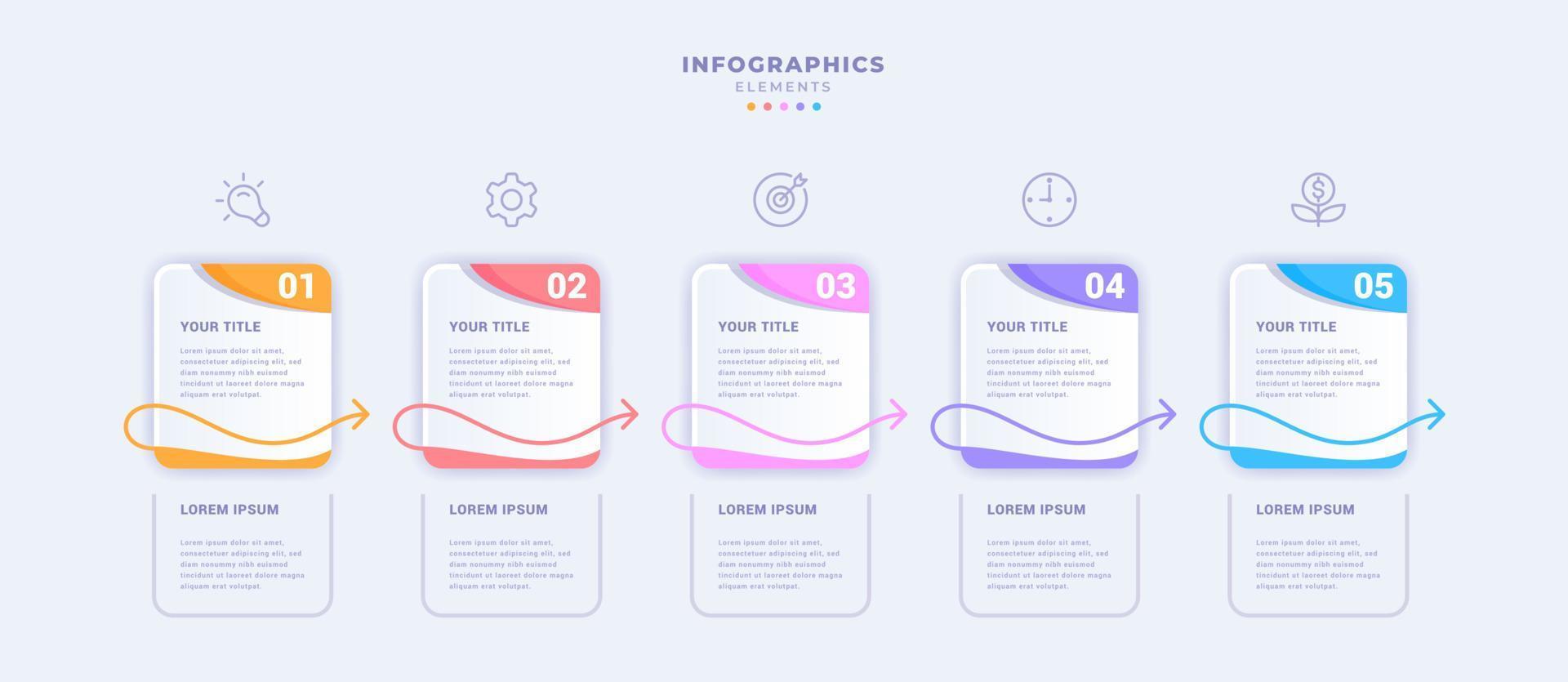 Business infographic template with five steps vector