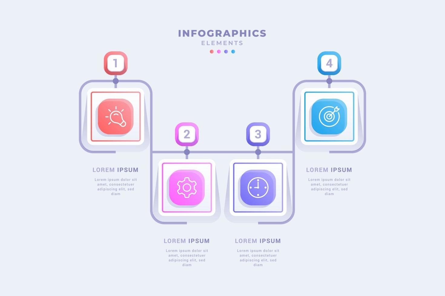 Timeline infographic template with four steps concept unique design vector