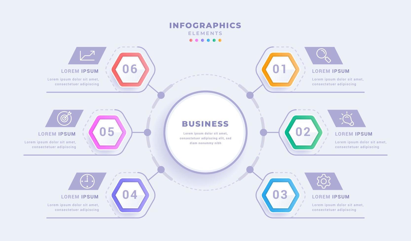 Business visualization concept circular diagram creative infographic template with six steps design vector