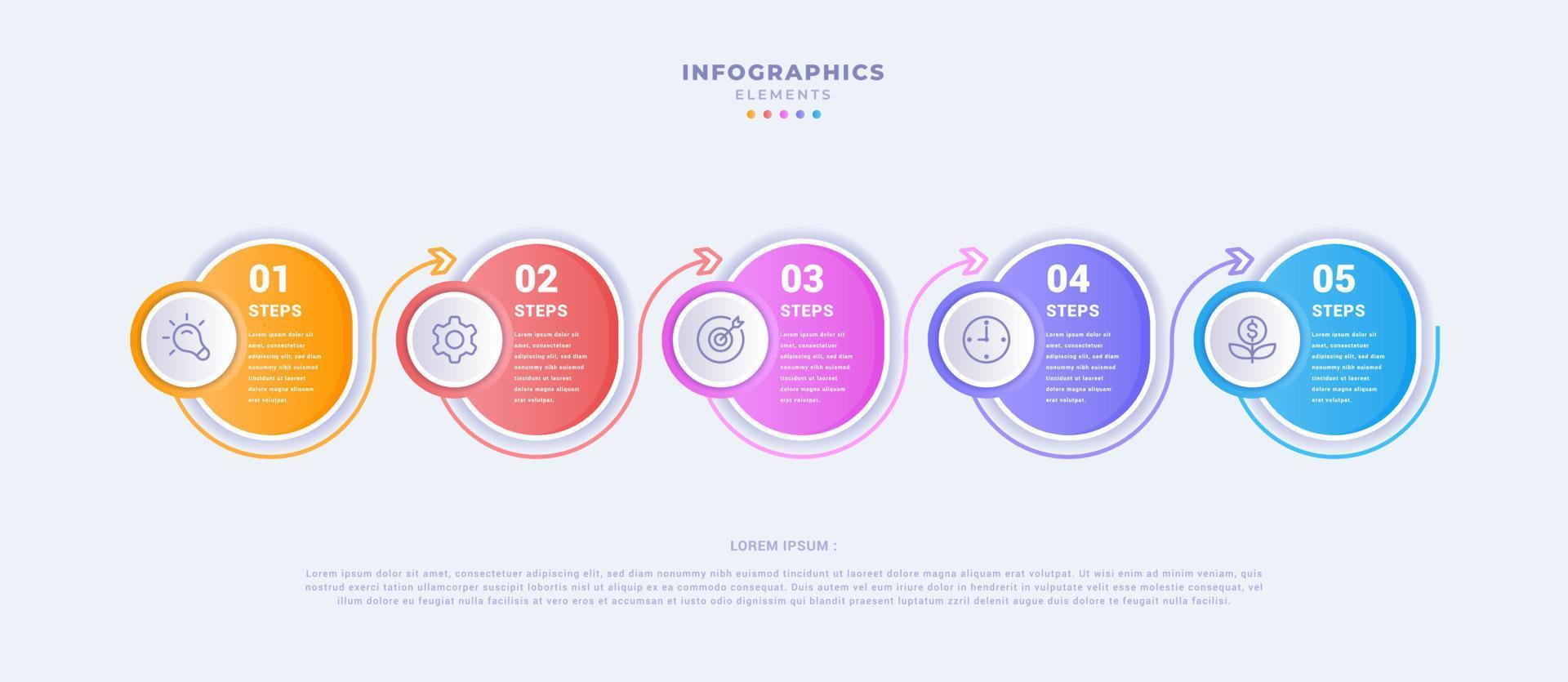 Business infographic template with five steps vector