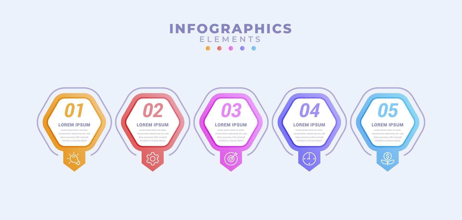 Business infographic template with five options or process vector