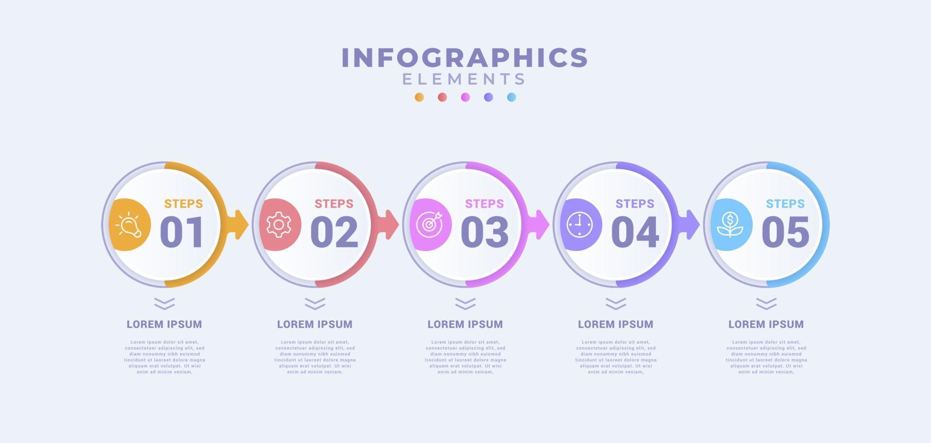 plantilla de infografía empresarial con cinco opciones o proceso vector