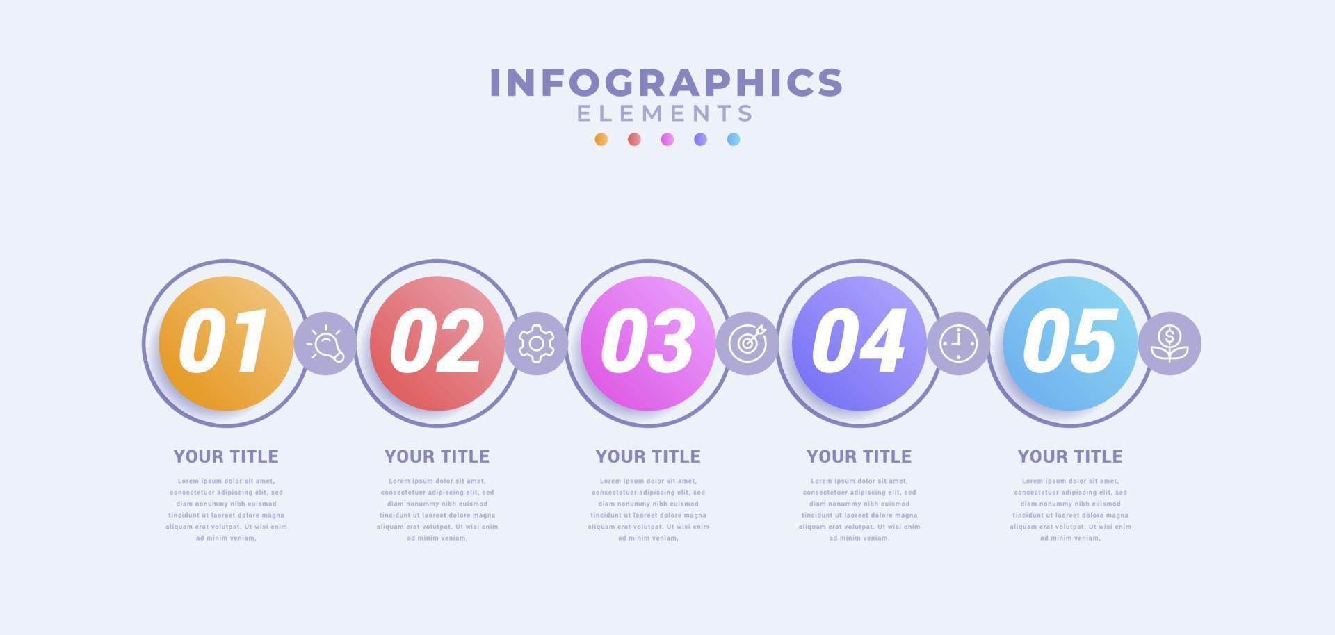 plantilla de infografía empresarial con cinco opciones o proceso vector