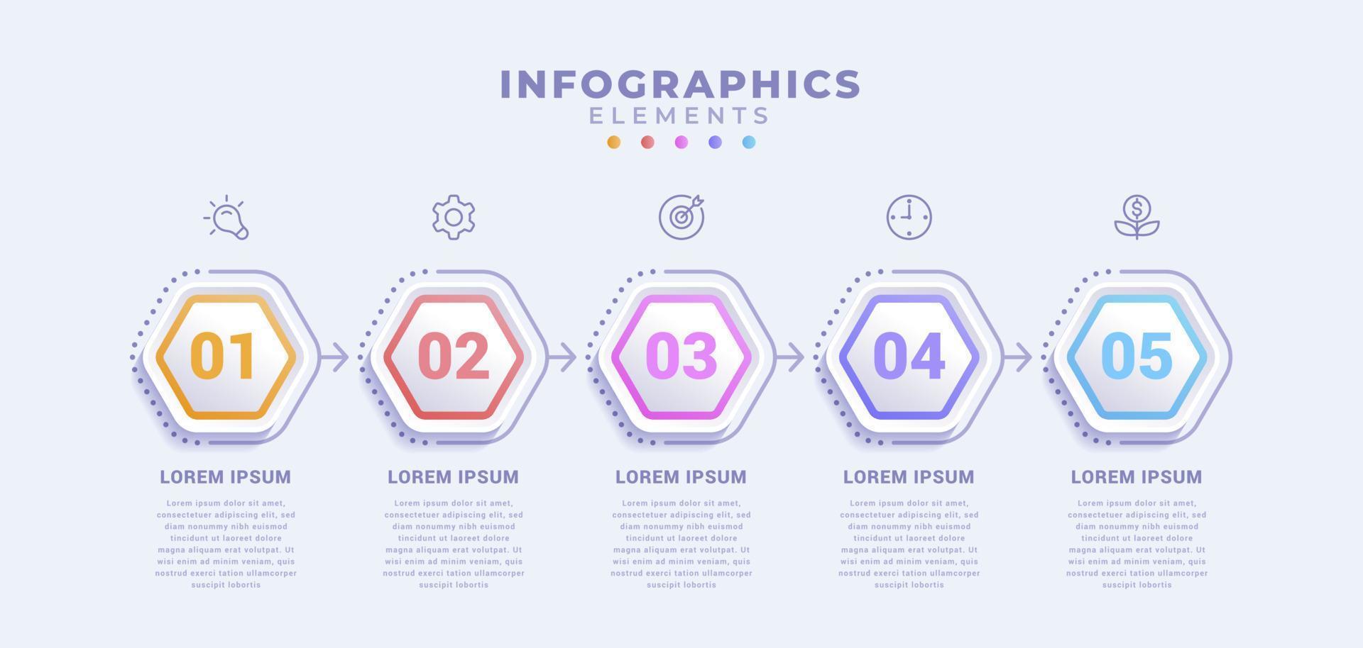 Business infographic template with five options or process vector