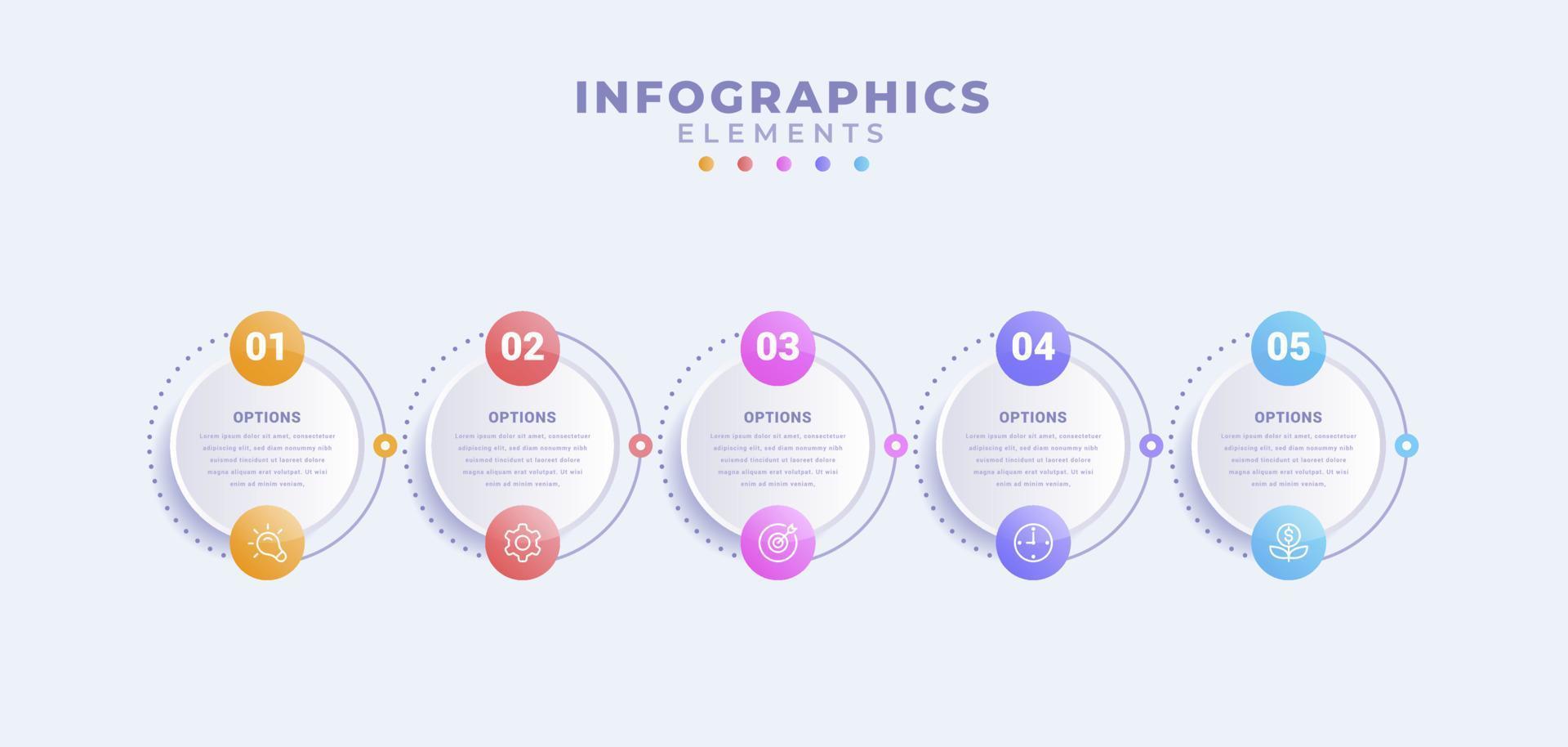 plantilla de infografía empresarial con cinco opciones o proceso vector