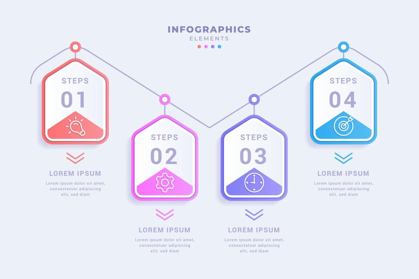 Modern infographic template with four steps or option creative concept design vector