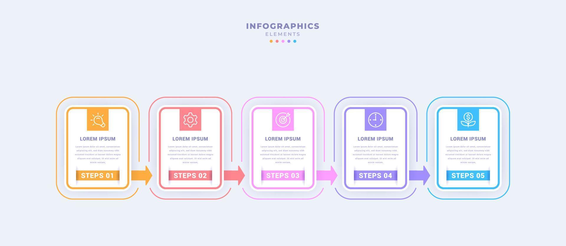 Business infographic template with five steps vector