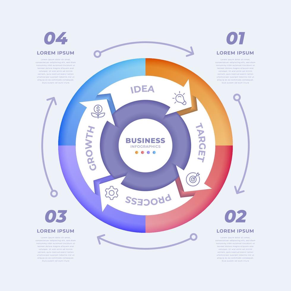 Professional business circular infographic template vector