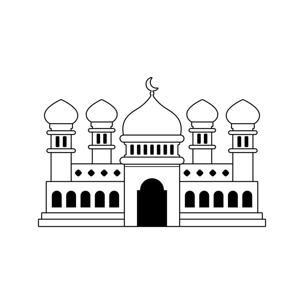 ilustración de mezquita con blanco negro. vectorial editable vector