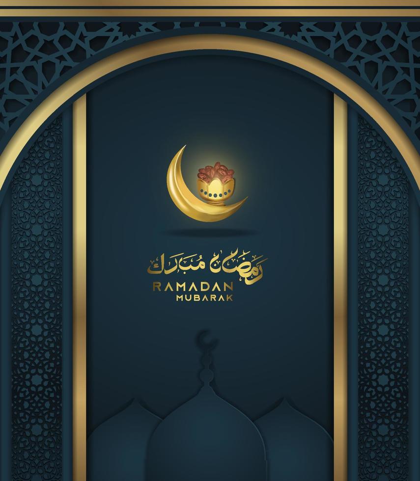 cartel de saludo de ramadán con decoración geométrica árabe vector