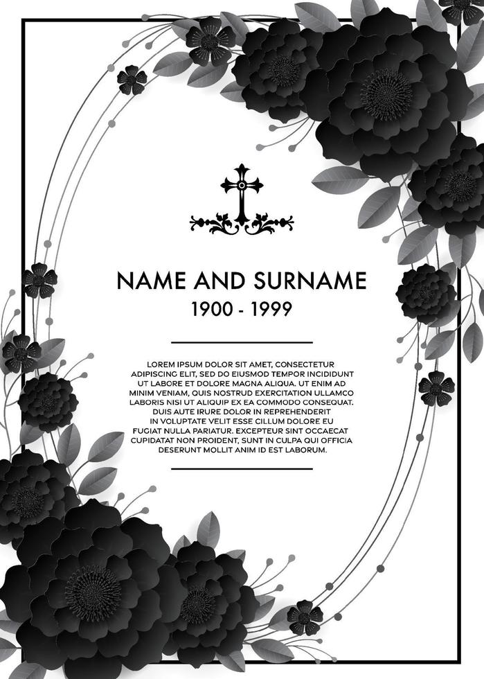 plantillas de tarjetas funerarias conmemorativas vector