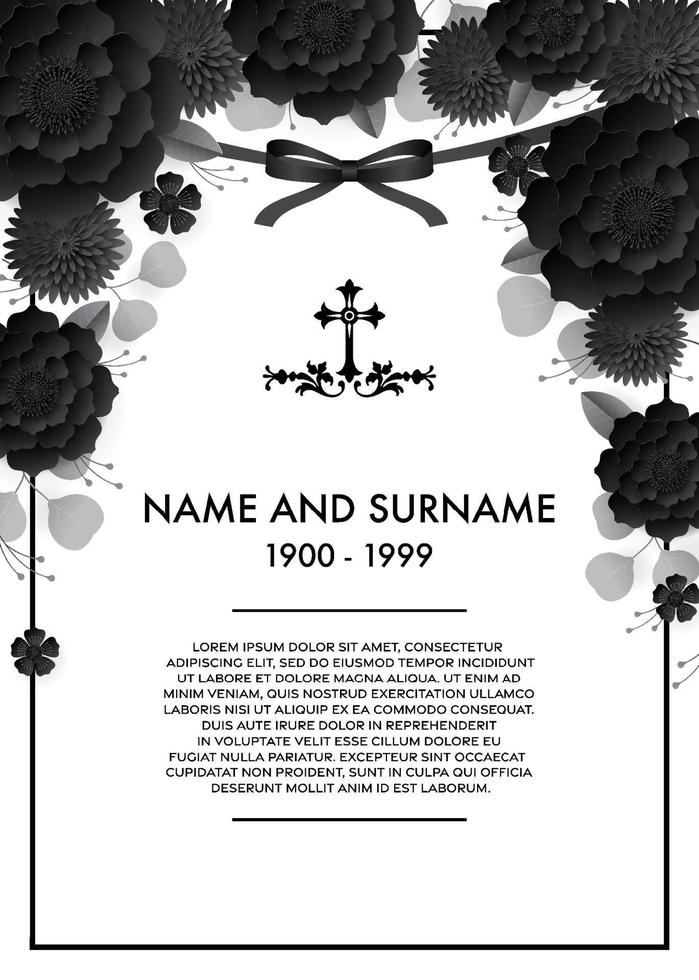 Memorial  Funeral Card Templates vector