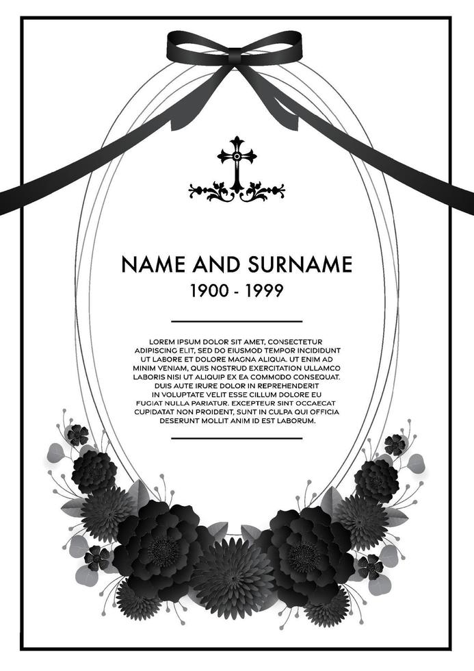 plantillas de tarjetas funerarias conmemorativas vector