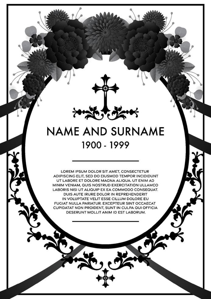 plantillas de tarjetas funerarias conmemorativas vector