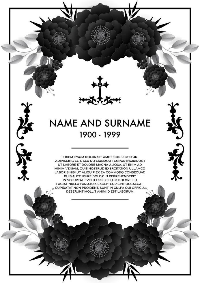 plantillas de tarjetas funerarias conmemorativas vector