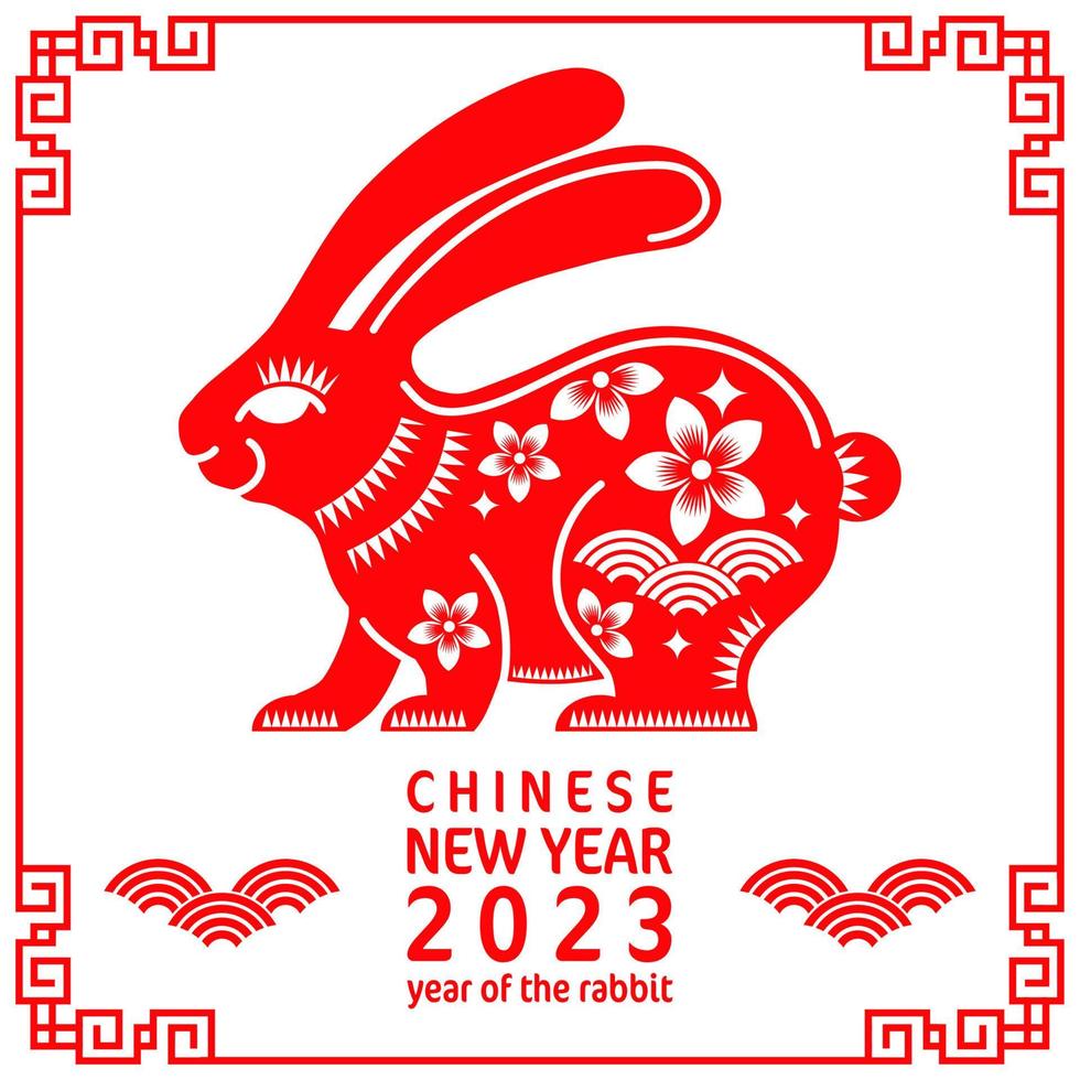 feliz año nuevo chino 2023 año del zodiaco conejo vector