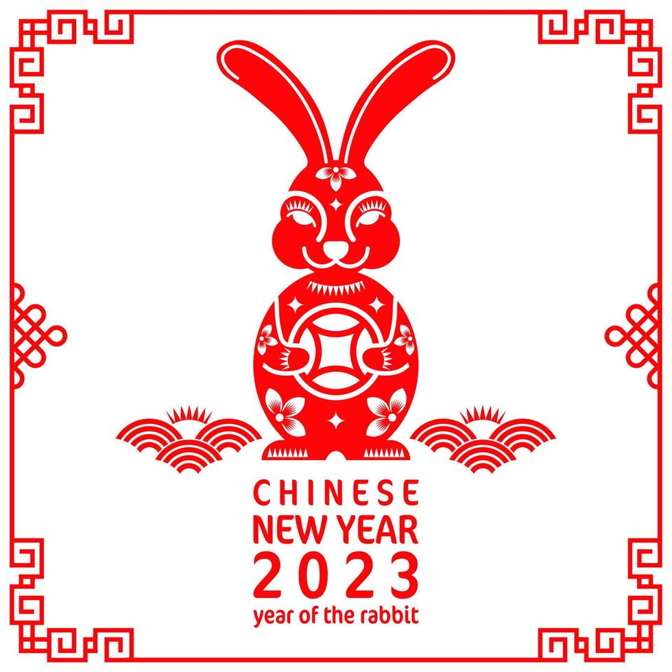 Happy chinese new year 2023 year of the rabbit zodiac vector