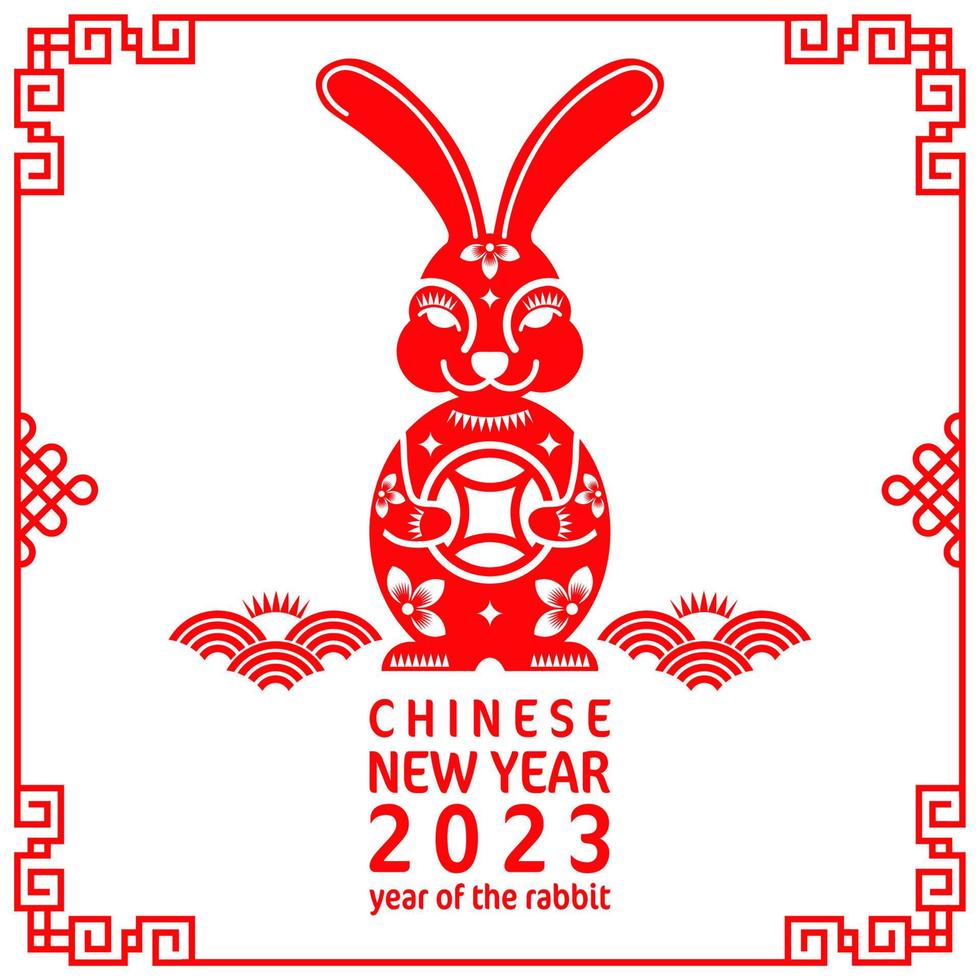 Happy chinese new year 2023 year of the rabbit zodiac vector