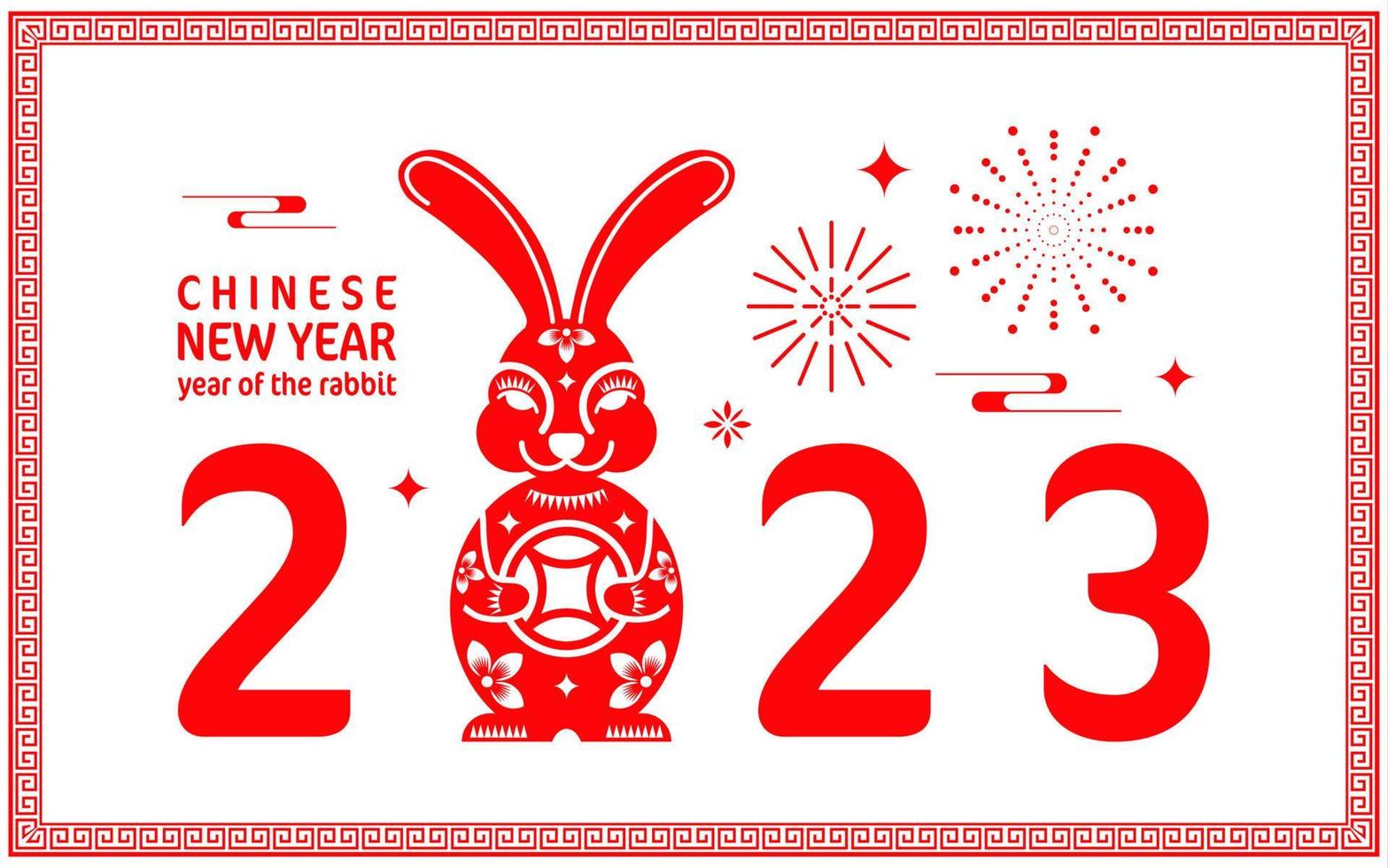 Happy chinese new year 2023 year of the rabbit zodiac vector