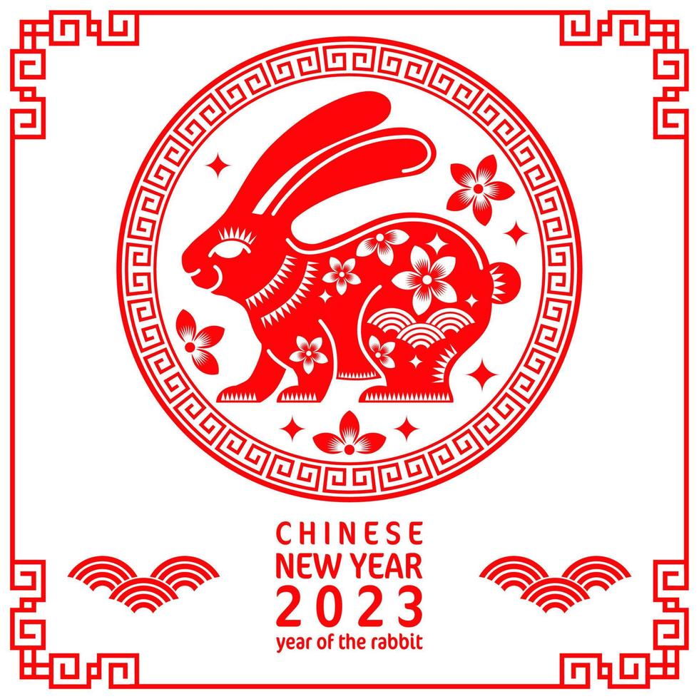 Happy chinese new year 2023 year of the rabbit zodiac vector
