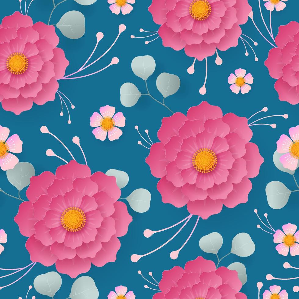 seamless floral pattern with colorful flowers vector