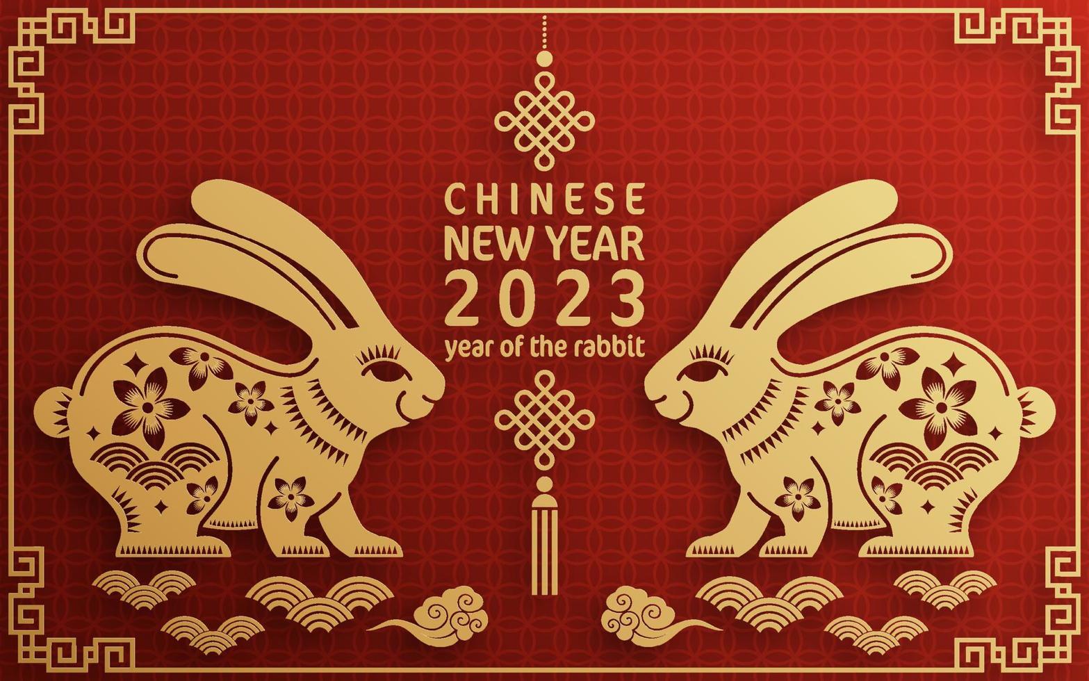 Happy chinese new year 2023 year of the rabbit zodiac vector