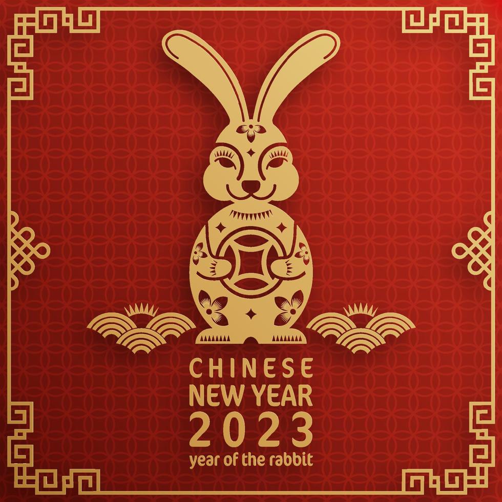Happy chinese new year 2023 year of the rabbit zodiac vector