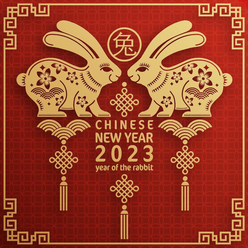 Happy chinese new year 2023 year of the rabbit zodiac vector