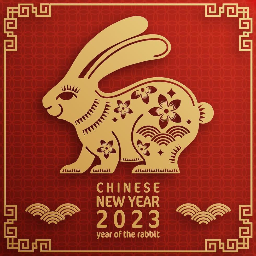 Happy chinese new year 2023 year of the rabbit zodiac vector